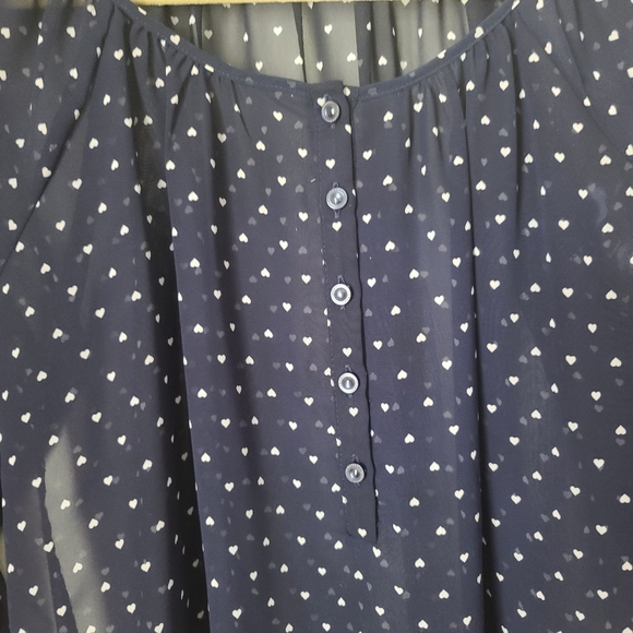 LC Navy Sheer Three Quarter Length Blouse, Small - Picture 3 of 6
